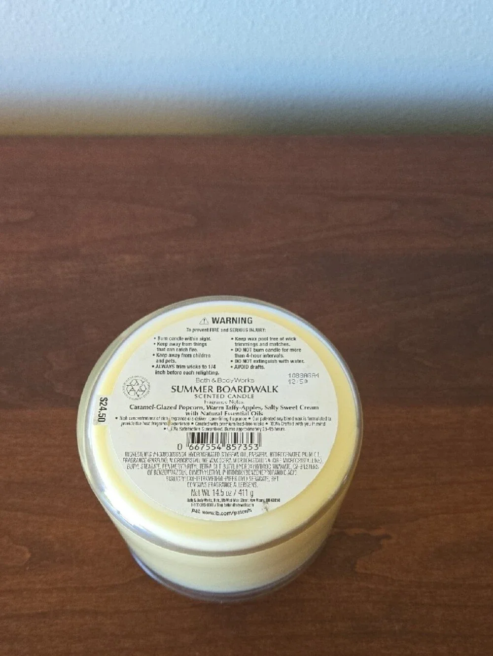 Bath & Body Works Yellow & Gold Summer Candle with Ferris Wheel Label